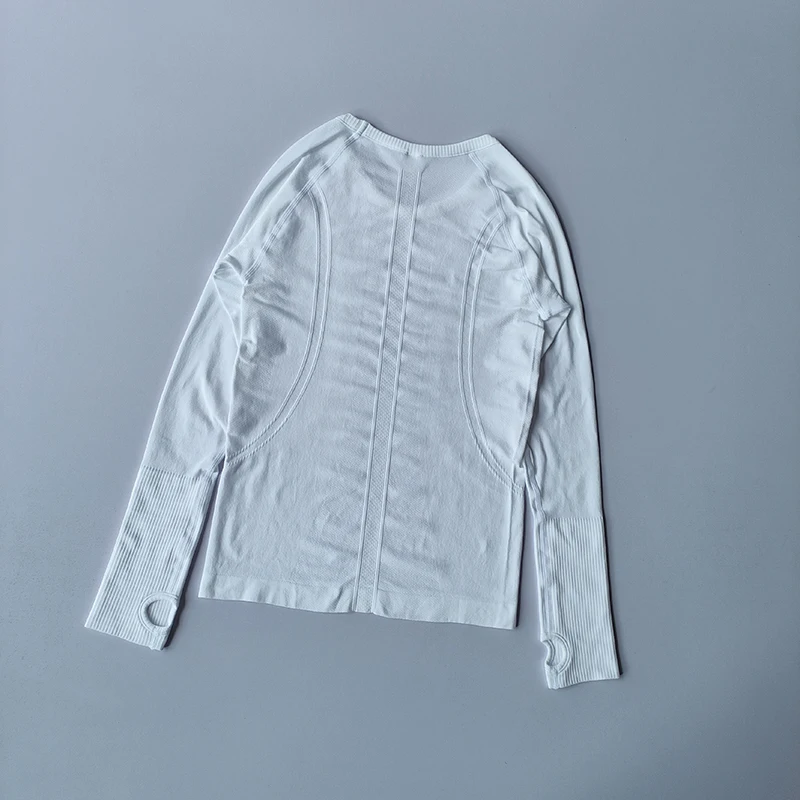 Yoga-Kleidung Sport-Tops Damen Rundhals Langarm Nahtlos Schlankmachend Atmungsaktiv Laufkleidung Schnelltrocknend Fitness-Kleidung – Detail 6