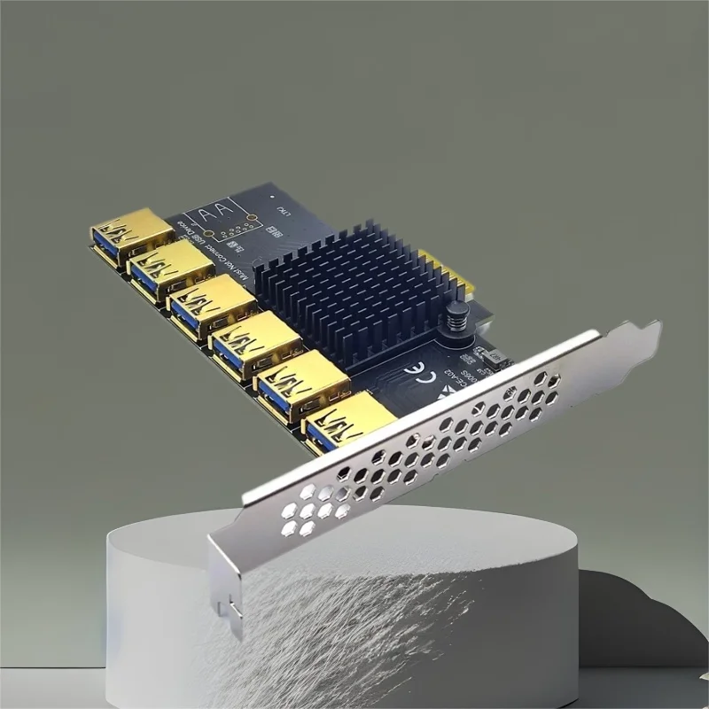 

Карта расширения PCIE от 1 до 6 портов PCI Express X1 до 6 портов Карта расширения PCIE Умножитель портов PCI-E X1 Чип ASM1187E для майнинга BTC