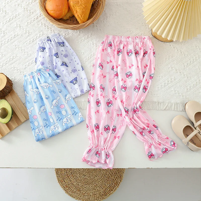 

2024 Summer Kids Pants Cinnamonals Kuromis Melodys New Girls' Anti-mosquito Pants Casual Cartoon Children Baby Summer Cute Girl