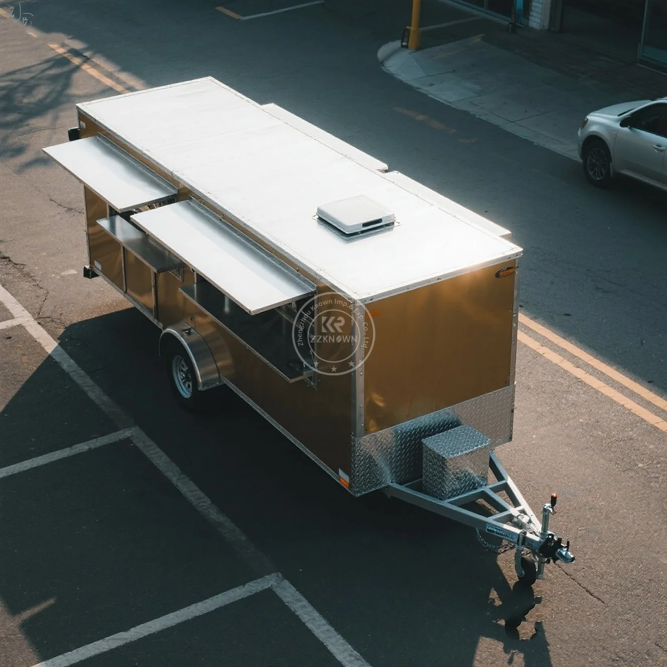 

United State Food Truck with Full Kitchen Concession Bbq Food Trailer with Porch Fully Equipped Custom Food Truck
