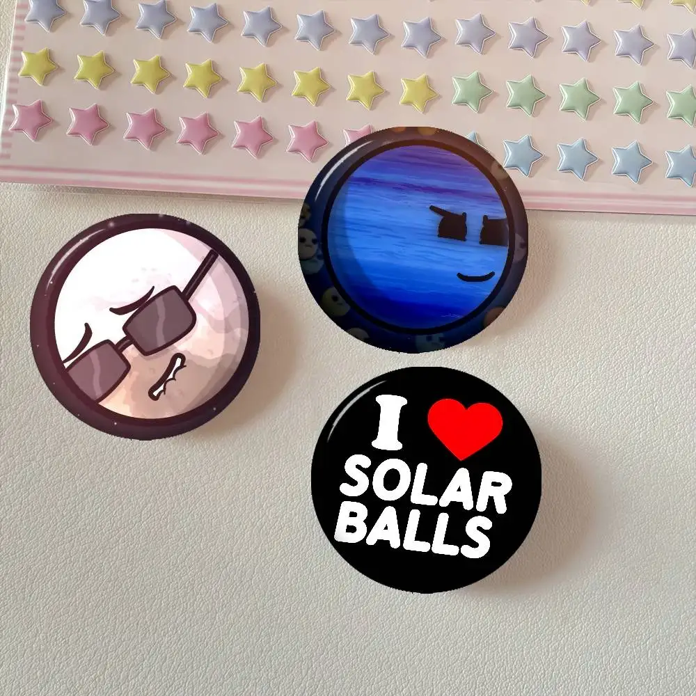 Cartoon Solar Balls Fan Art  Soft Button Pin Round Metal Badge Lapel Pin Parts Gift Friends Kid Jewelry