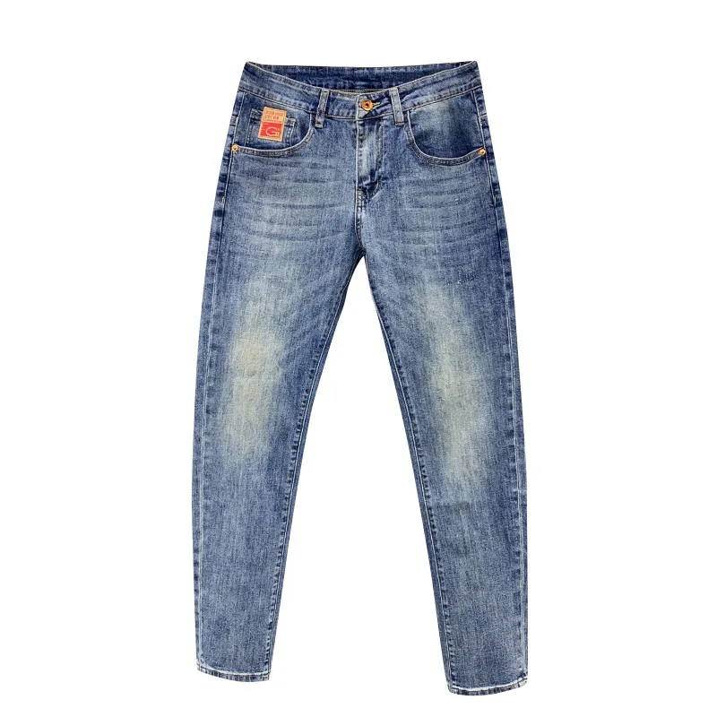 High-End Jeans Men's Skinny Fashion Brand 2024 New Street Simplicity Stretch Casual Slim Blue Long Pants
