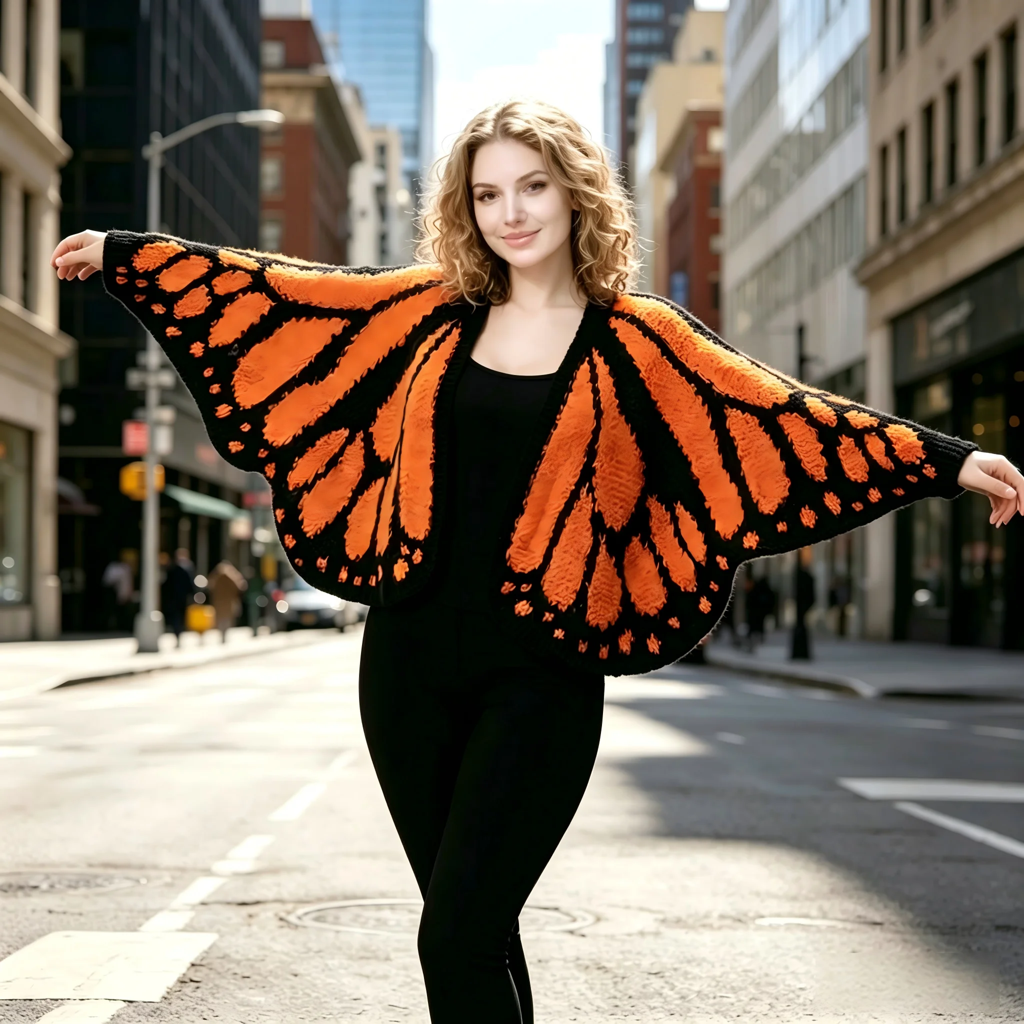 Hand Crochet Irregular Butterfly Cape Decorative Wrap， Butterfly Shawl Knitted Open Coat