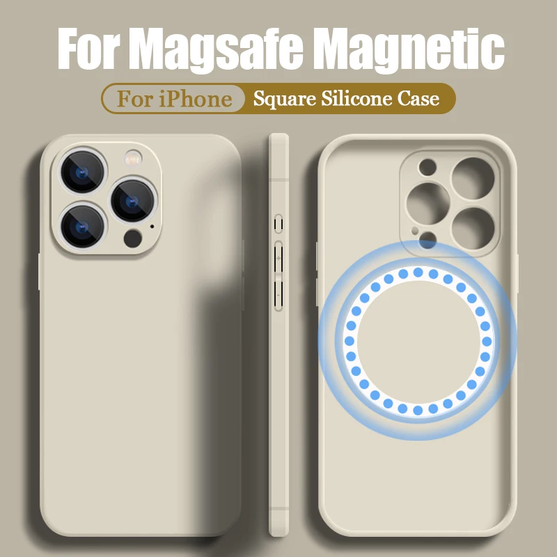 Slim Liquid Silicone Phone Case For iPhone 15 14 13 12 Pro Max 11 Magnetic For Magsafe Wireless Charge Shockproof Soft TPU Cover