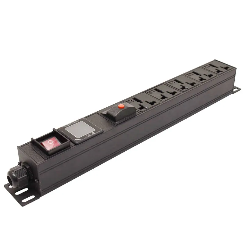 

PDU Power Distribution Unit Power Strip 3000W Overload Protection 5Ways 16A Socket Voltmeter Ammeter Power Meter 2Meter Cord