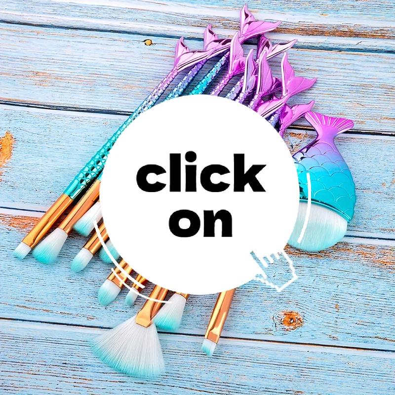 Juego de brochas de maquillaje de 11 Uds., Kit de brochas de ojos de sirena a la moda, resaltador de colorete, máscara de ojos, juego de brochas de maquillaje de sirena