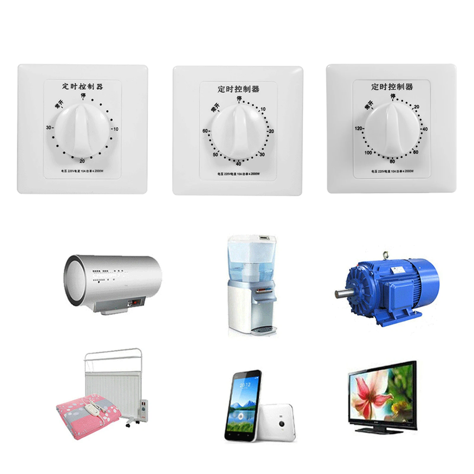 AC 220V 30/60/120 Min High Power Pump Timer Mechanical Time Switch Countdown Control 86 Panel Timer Switch Control Timer switch