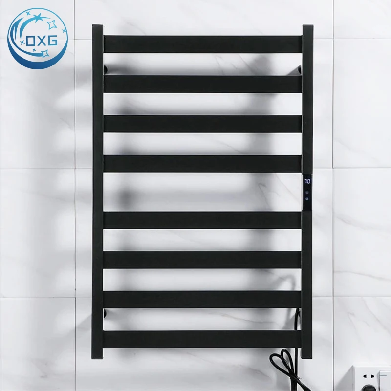 

OXG Thermostatic Electric Heated Towel Rack with Timer Wall Mount Bathroom Towel Warmer Stainless Steel Heated Towel Rail Dryer