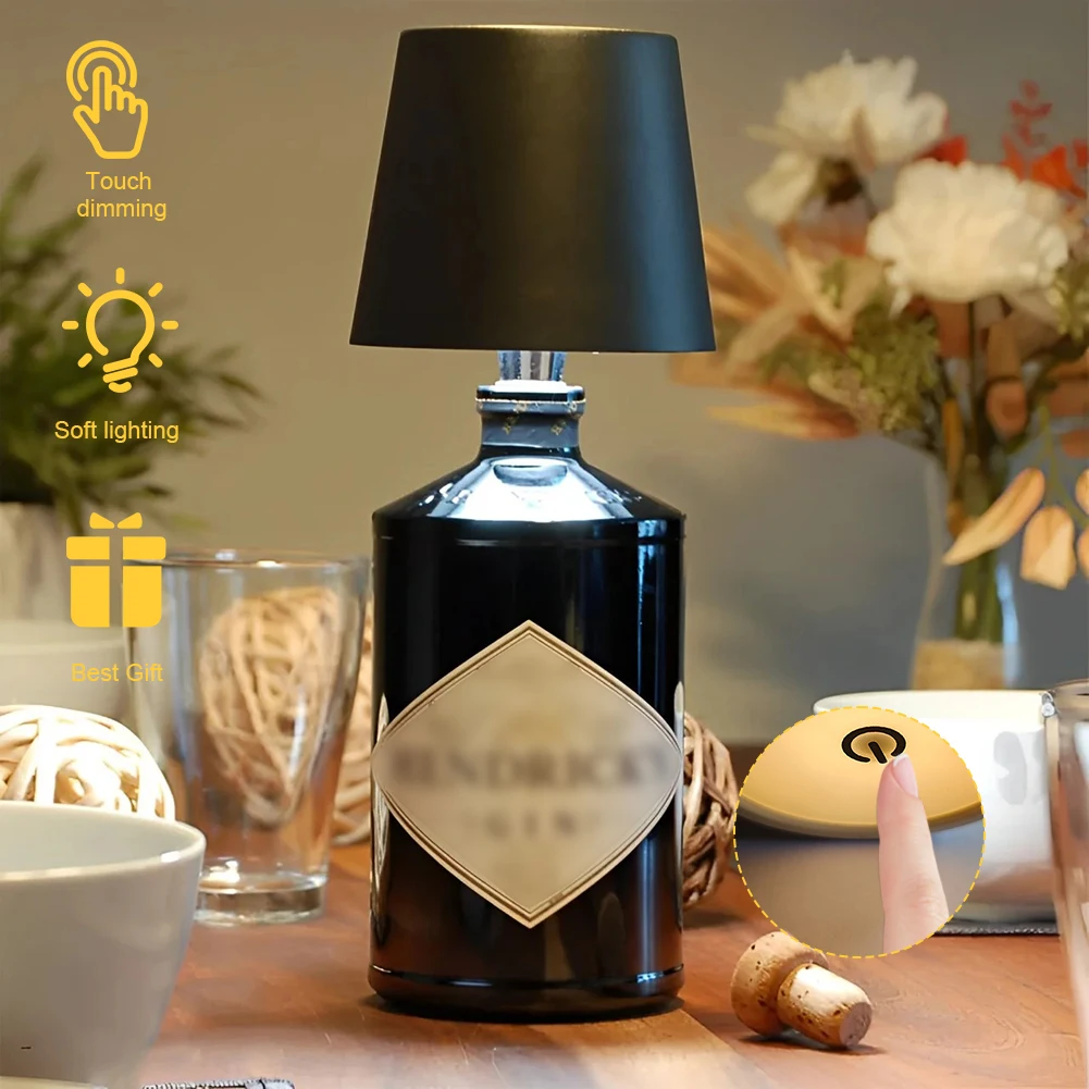 ポータブルデスクトップランプ,ワイヤレス調光器,タッチテーブルランプ,3色温度,USB充電式,2個