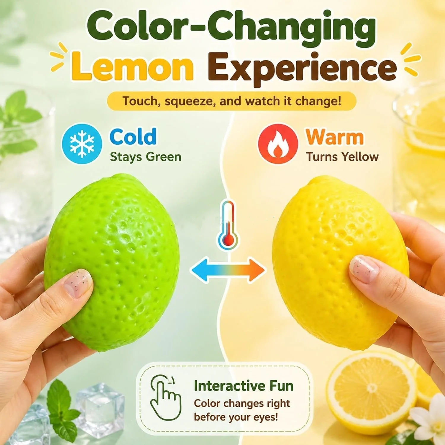 Crispy Lemon Pressure Ball Squeezing Toy, Color Changing Mango Candy Ball, Adult Sensory Stress Relief Toy
