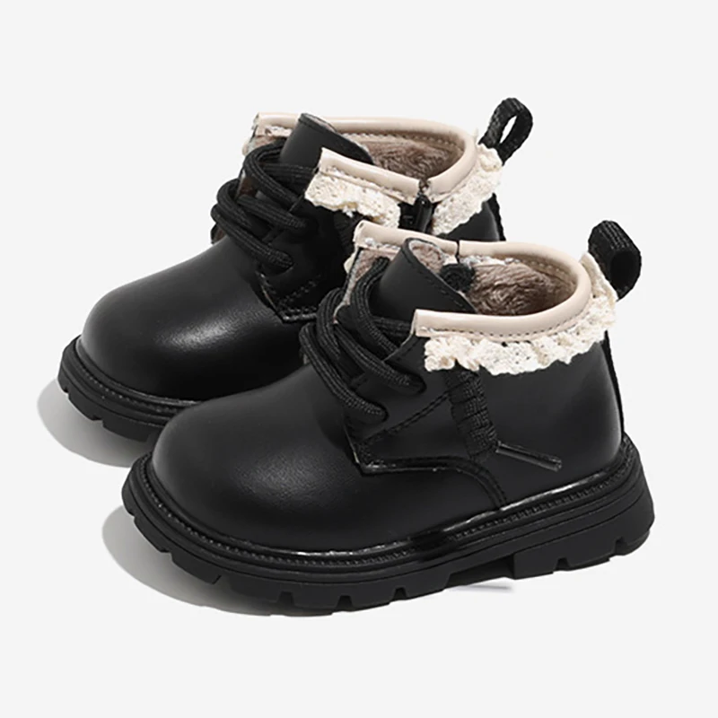 

2025 Winter Girls' Warm Boots for Toddlers New Fleece Lined Short Boots, Anti-slip Soft Sole Cotton Footwear for 1-4Y Baby Girls