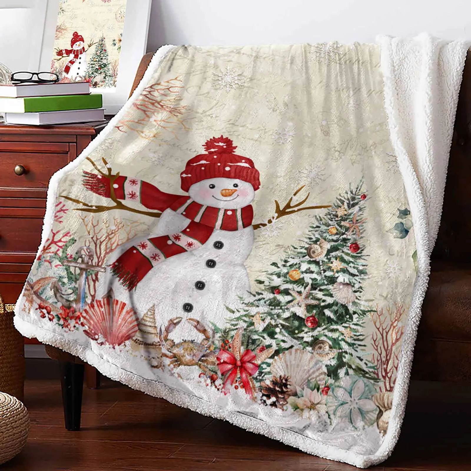 

Christmas And Winter Snowman Cashmere Blanket Warm Winter Soft Throw Blankets For Beds Sofa Wool Blanket Bedspread