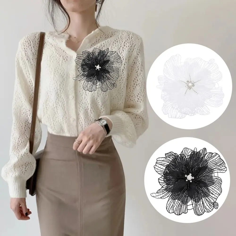 ドレスDIY装飾用ハンドメイドフラワーパッチ多層布生地花柄パッチ縫い付けアップリケ刺繍パッチ