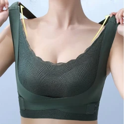 New Style Lace Flower Side Buckle Seamless Breast-wrapping And Breathable X-shaped Back-gathering Vest-style Women's Bra
