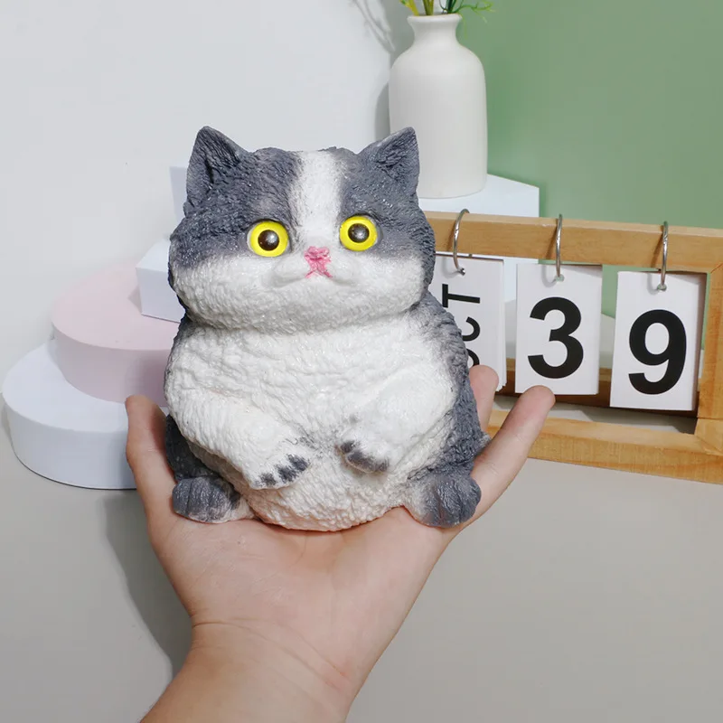 Handmade Oversized Fat Cat Soft Sticky Squeeze Toys Cute Cartoon Chubby Kitten Slow Rebound Stress Relief Toys Desktop Ornaments