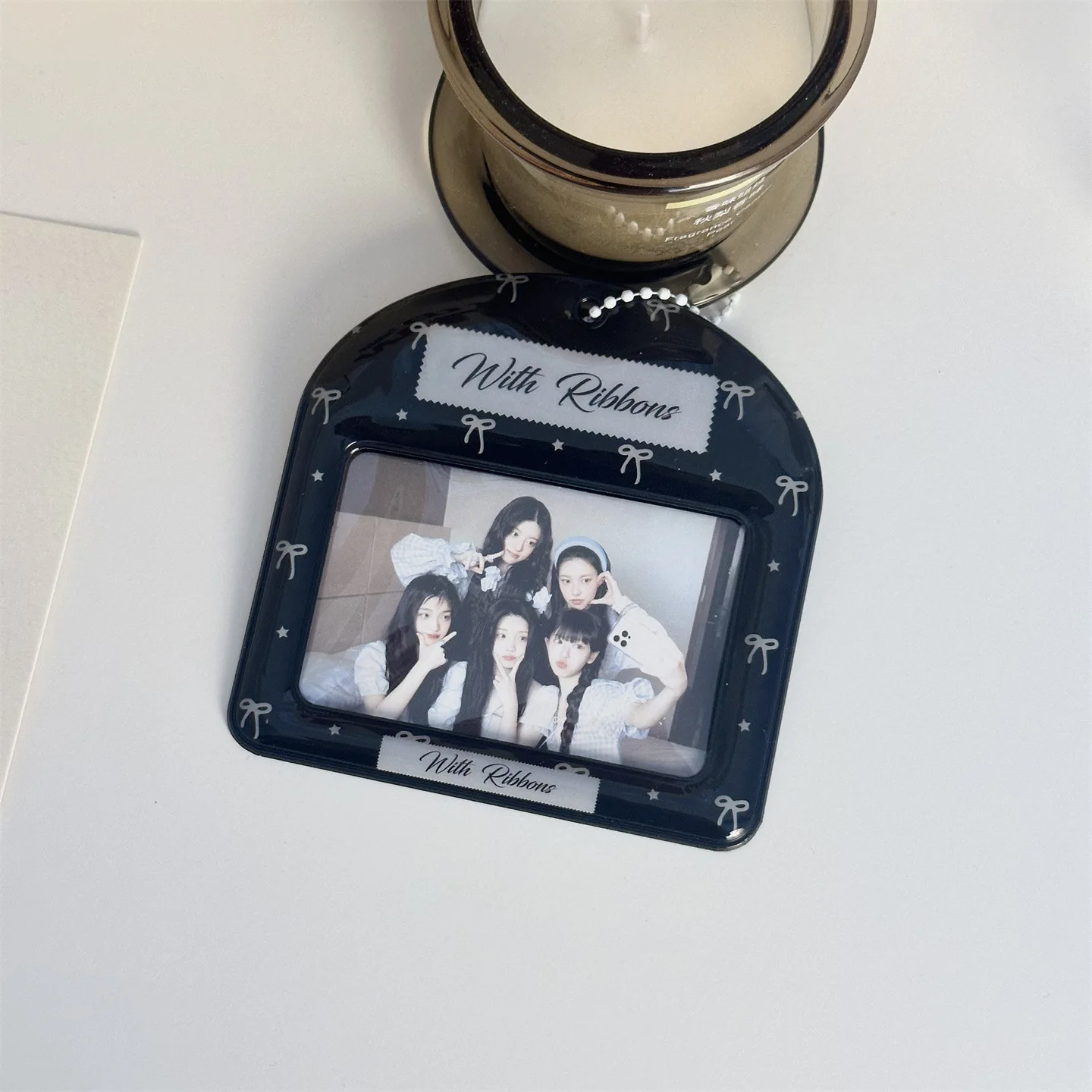 Cute Bow Card Holder 3inch Photo Protective Cover Kpop Idol Photocard Display Pendant Keychain Cherry Pattern Protective Cover