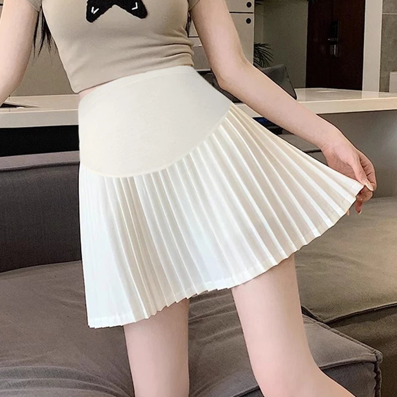 Summer Fashion Pleated A Line Mini Skirts Maternity Elastic Waist Belly Hot Bottoms for Pregnant Women 24ss Y2k Youth Pregnancy