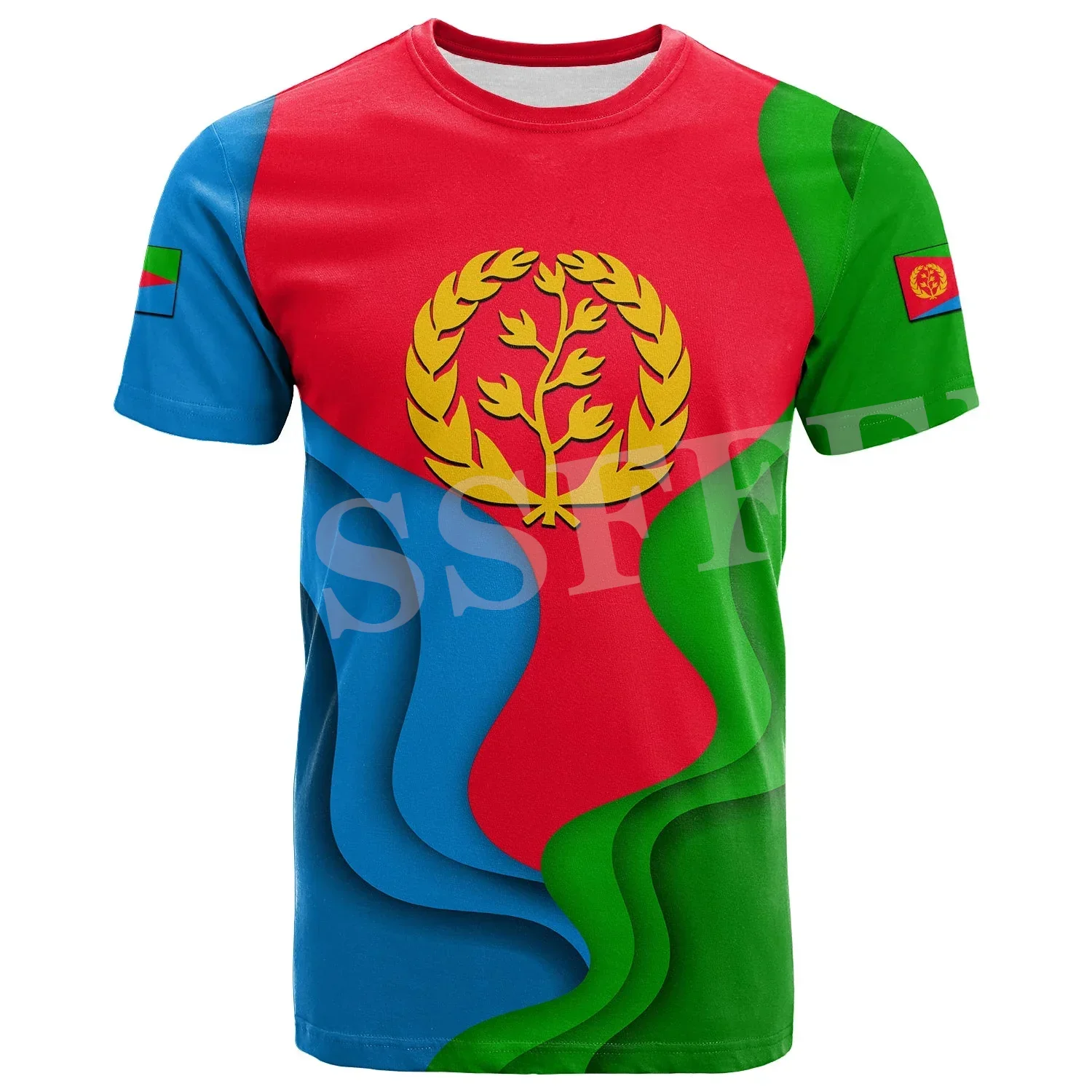 Tessffel Africa Country Eritrea Lion Colorful Retro 3DPrint Men/Women Summer Casual Funny Short Sleeves T-Shirts Streetwear A8