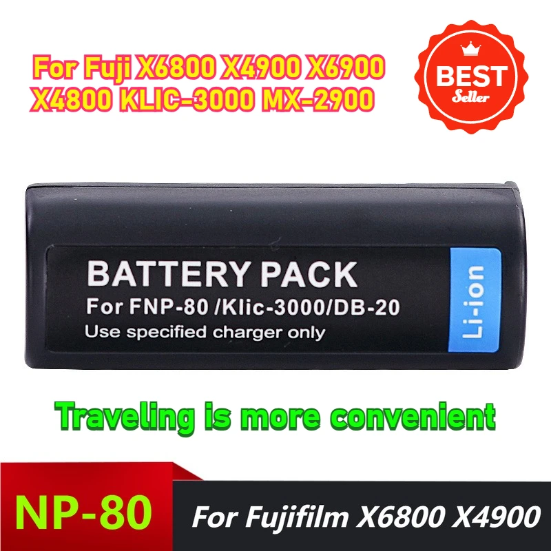 

2PCS 3.7V 1500mAh for Fujifilm X6800 X4900 X6900 X4800 KLIC-3000 MX-2900 NP-80 Digital Batteries