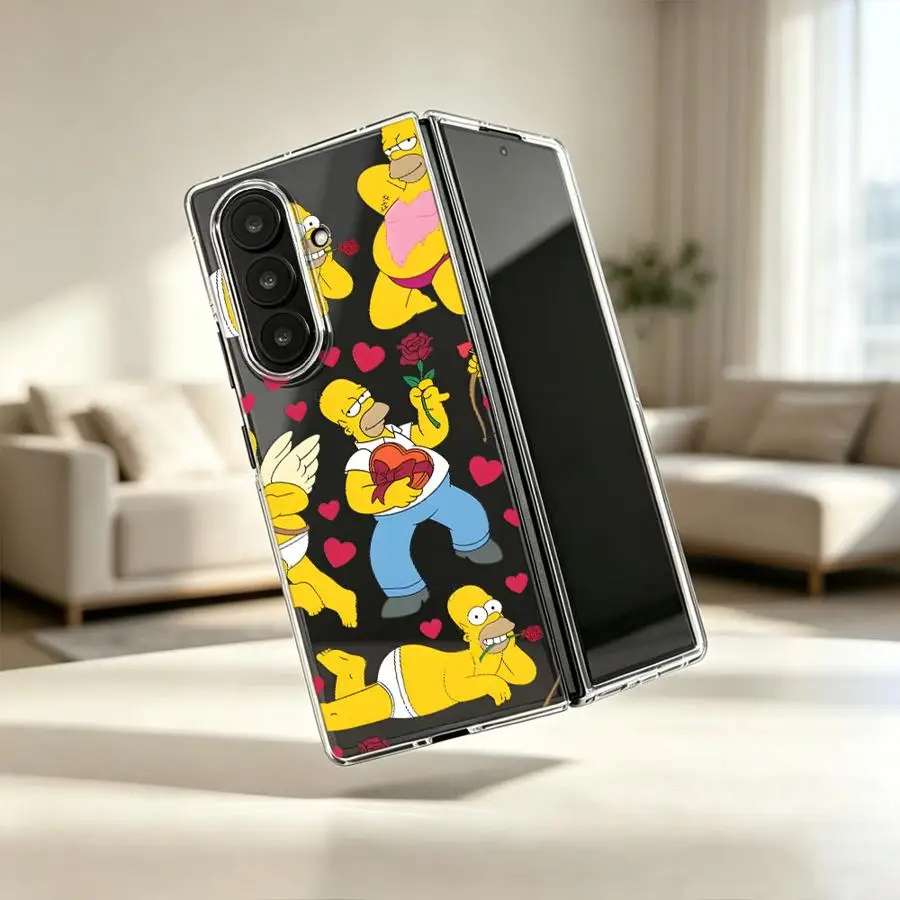 Cute The Simpson Case for Samsung Galaxy Z Fold 8 Ultra ZFold5 ZFold3 Z Fold 7 6 5 4 3 ZFold7 ZFold4 ZFold6 Transparent Soft