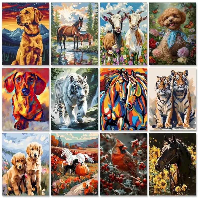

SDOYUNO Frame Oil Painting by Numbers Frameless Handpainted DIY Paint By Numbers Animal Canvas Painting Home Decoration
