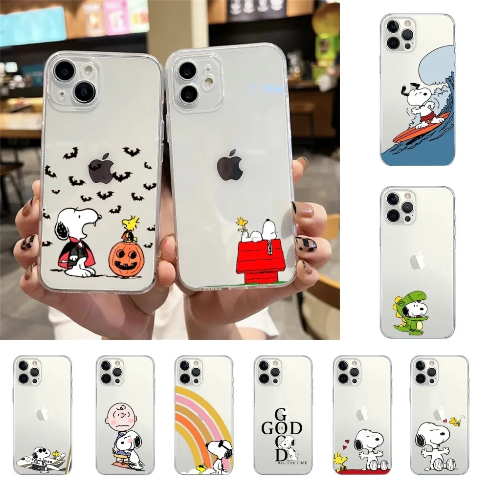 Cartoon S-Snoopys Phone Case For Iphone 15 11 13 14 Pro Max 7 8 Plus X Xr Xs Max 16pro 12mini Transparent Cover