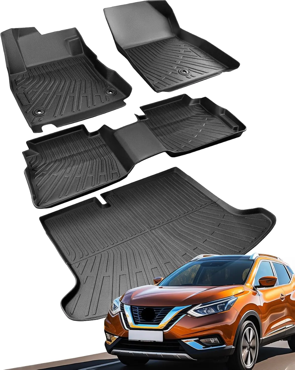 

All-Weather Car Floor & Cargo Protection, TPE Material, Fit for 2018-2024 Cars, 4PCS Full Set