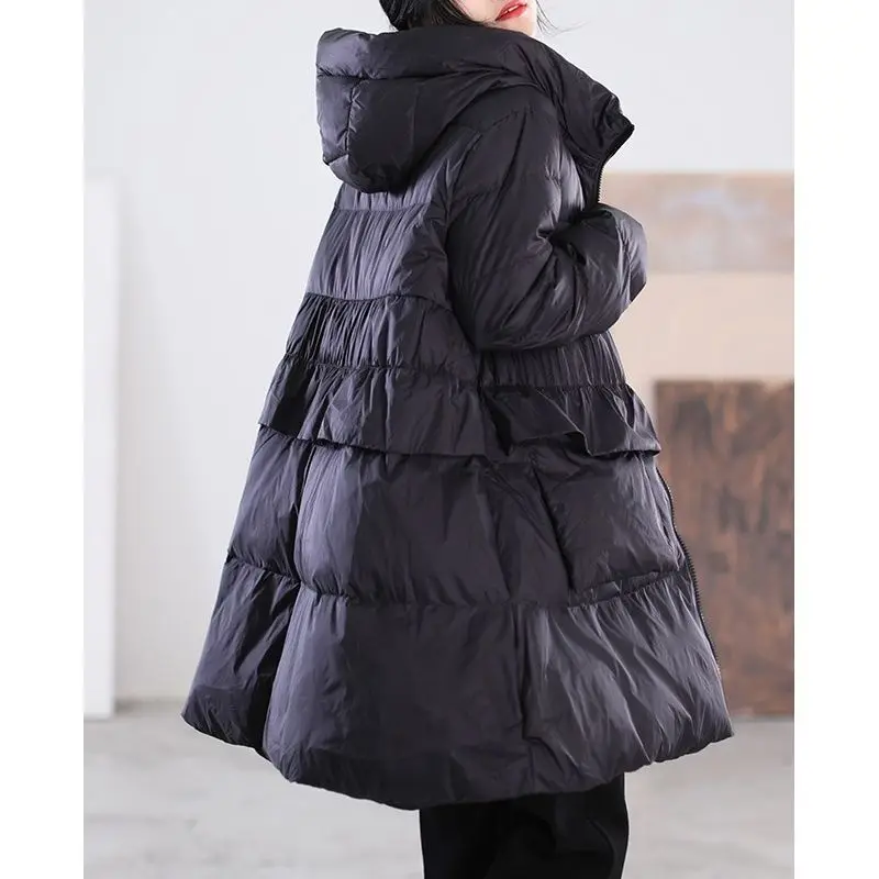 Woman Clothes Down White Duck Jacket Female Mid-Length Style Loose  Coats Fashion  Thick Warm s  G793