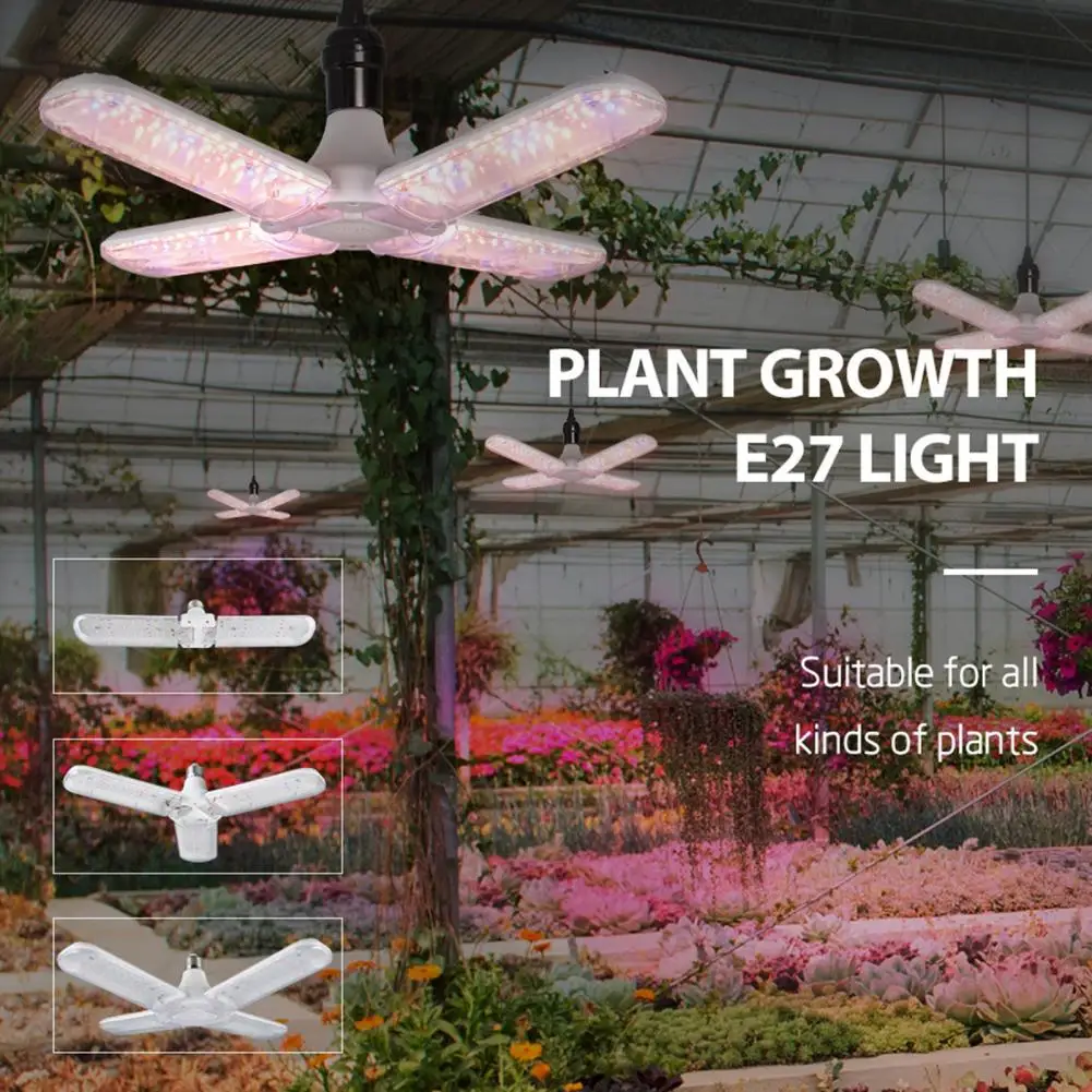 Plant Growth Fan Light Foldable Led Plant Grow Light with Adjustable Lamp Head for Full Spectrum Growing for Indoor for Optimal