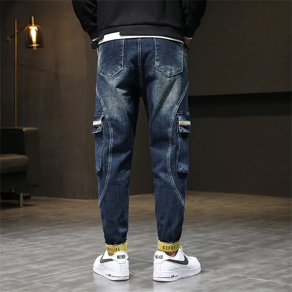 Men's Military Combat Cargo Jeans Tactical Army Long Trousers Casual Motorcycle Denim Biker Jeans Stretch Multi Pockets Pants