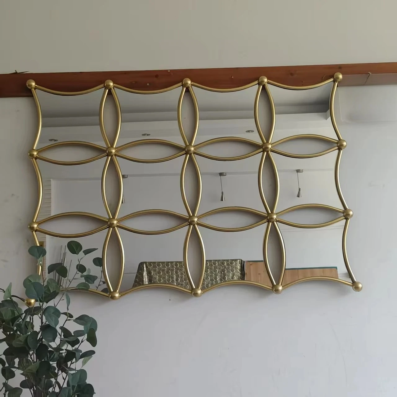130x90CM Wholesale High Quality Metal Square Gold Modern Luxury Decorative Wall Mirror Art Design Hotel Home Decor Dropshipping