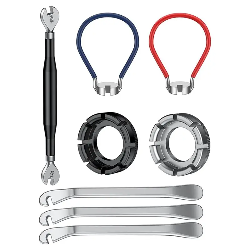 

ABLB-Bike Spoke Wrench Set With Tire Levers, 8-Piece Professional Bicycle Repair Tool Kit For Rim Truing