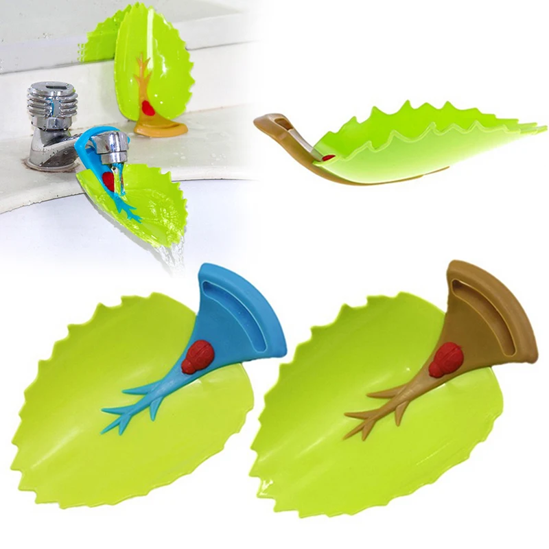 Creative Cartoon Children's Faucet Extender Hand Washing Auxiliary Leaf Sink Portable Bathroom Bathtub Blue Brown Leaf Veins