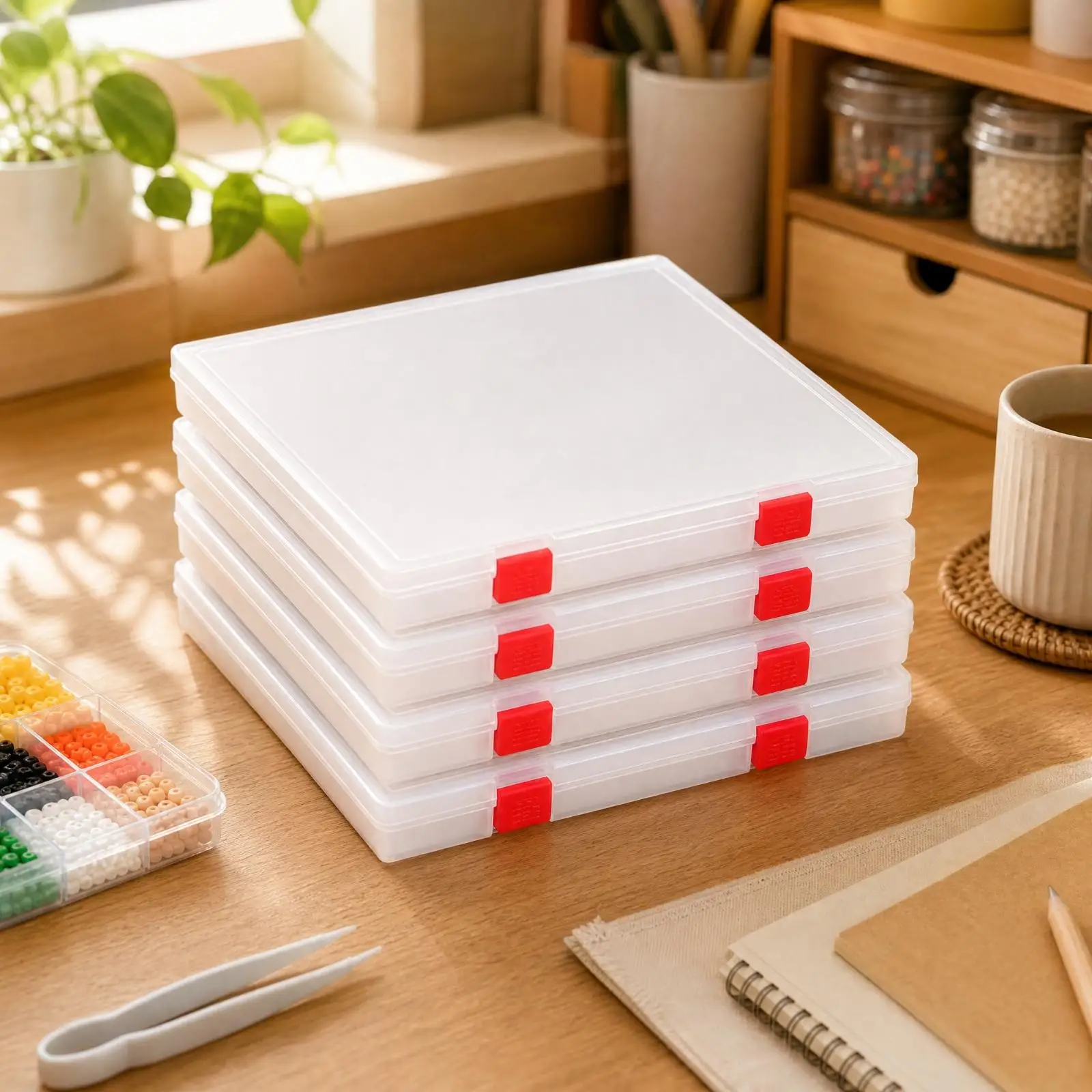 Bead Storage Container with Sponge Insert for 15x15cm Circuit Bead Board Projects Plastic Tray Box