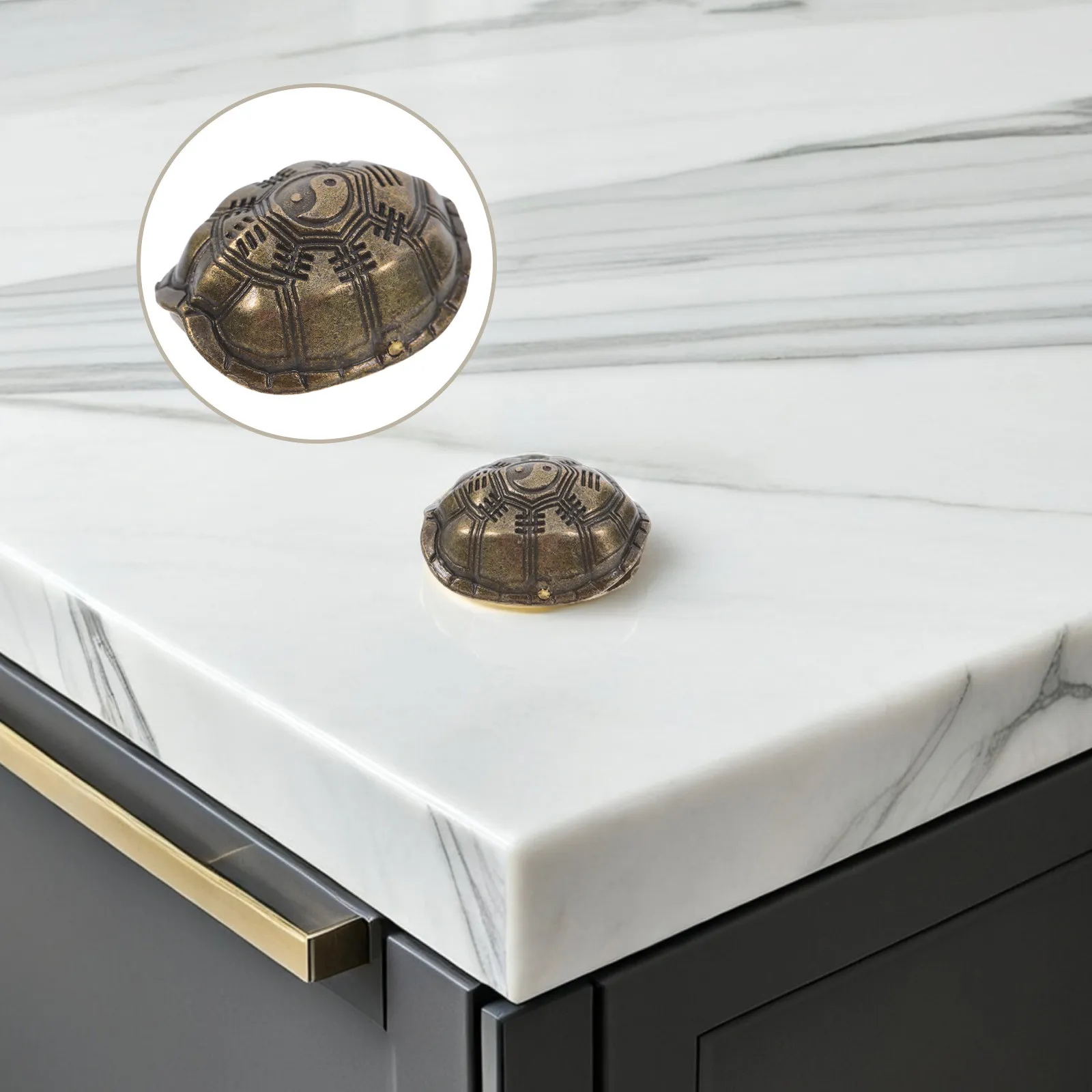 Turtle Shell Divination Pendant I Ching Coins Brass Tortoise Ornament for Desktop Study Table Prosperity Fortune Telling Lucky