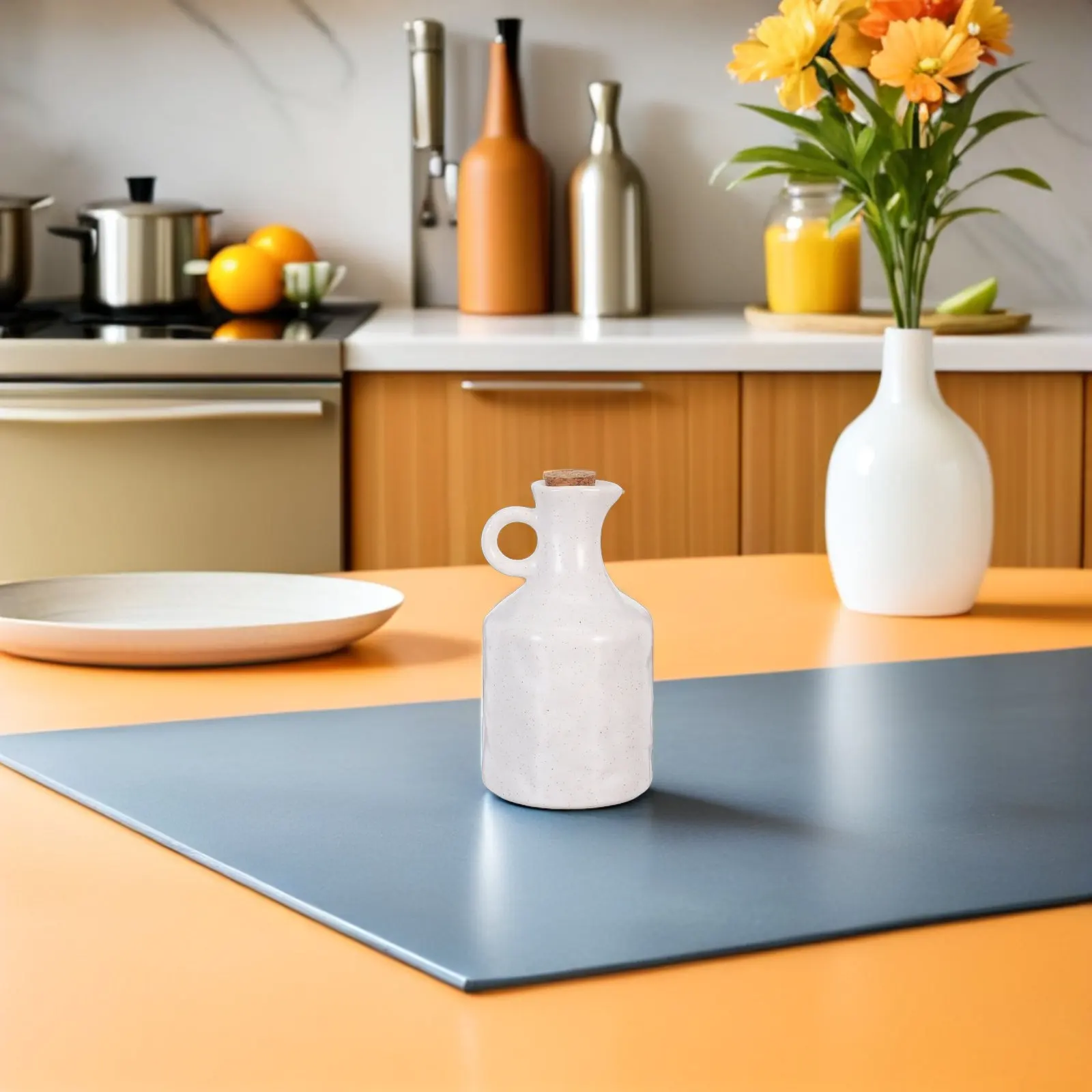 Ceramic Olive Oil Dispenser Bottle 400Ml Kitchen Vinegar Pourer Soy Sauce Cruet Porcelain Seasoning Jar Cooking Oil Container