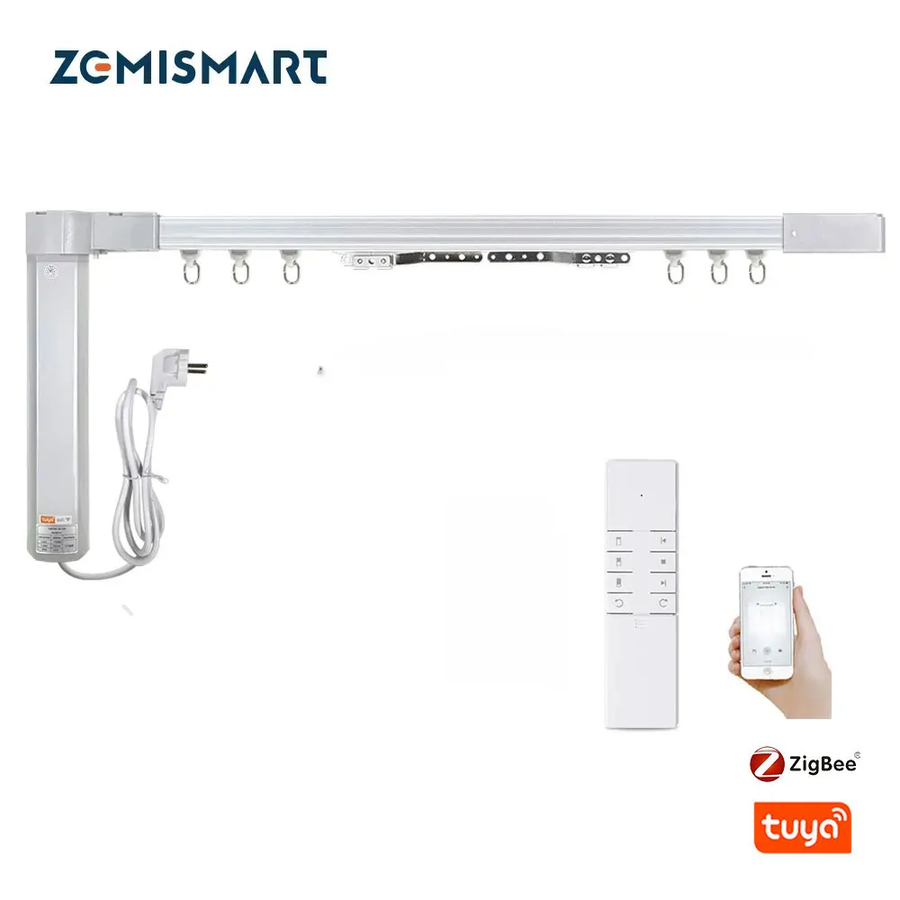 Zemismart Tuya Zigbee Curtain Track Alexa Echo Google Home Control via Smart Life SmartThings Electric Curtains