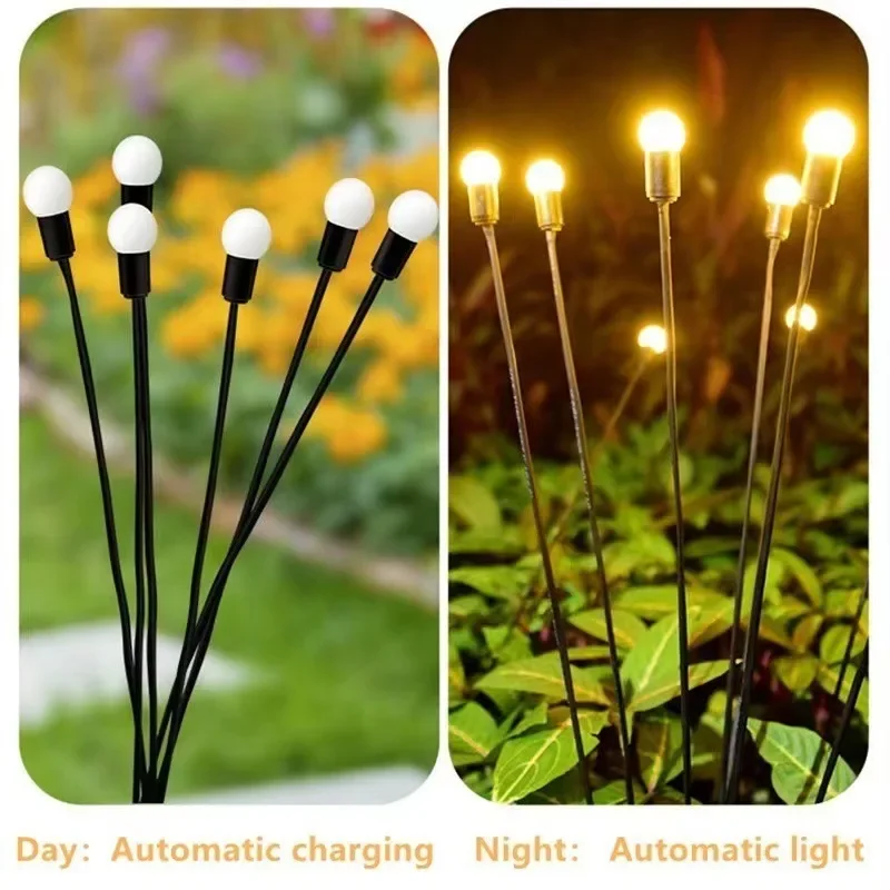 AlliLit 1～2PCs LED Solar Lights Outdoor Firefly Lamp Garden Decoration Waterproof Garden Home Lawn Fireworks New Year Christmas