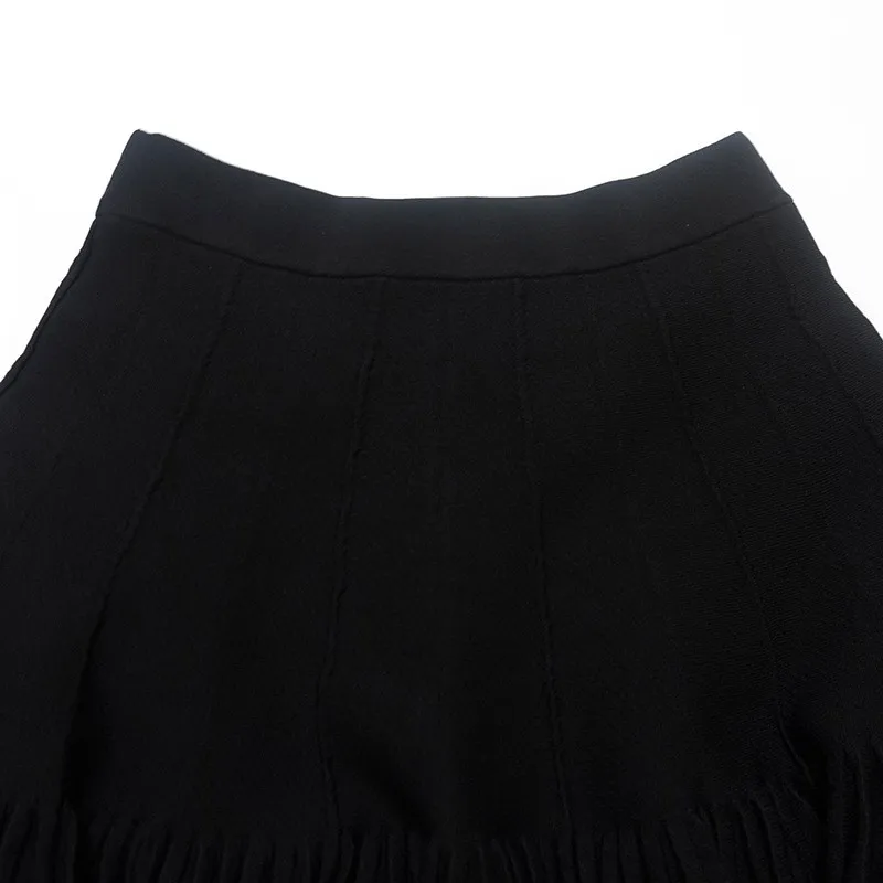 High Waist A-Line  Skirt Women's Knitted Pleated f Skirt Fall Winter New Sle Polyester Fiber Commute Home Use