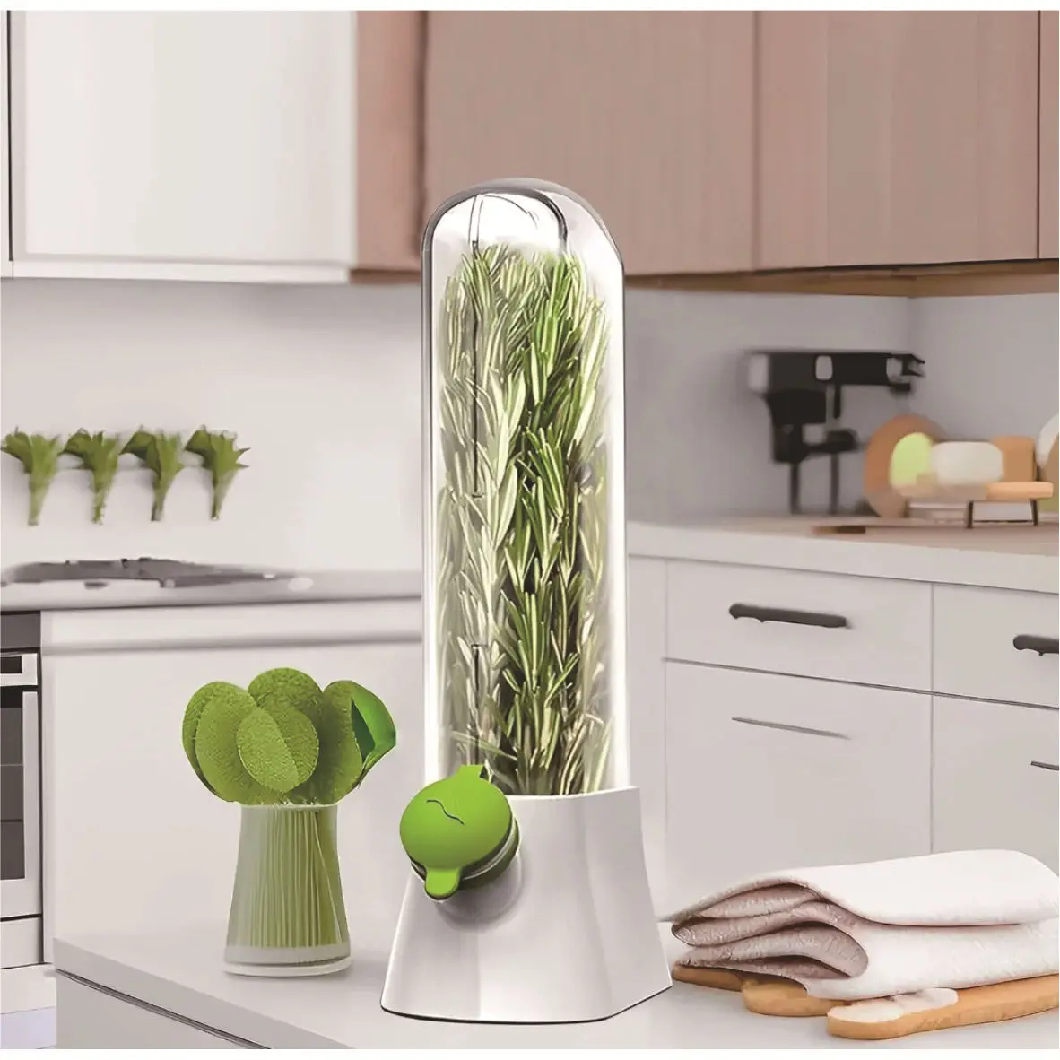 Herb and Vegetable Crisper,Anti-Pressure Eco-Friendly Crisper,Creative Home Cilantro Fresh Cup,Kitchen Accessories