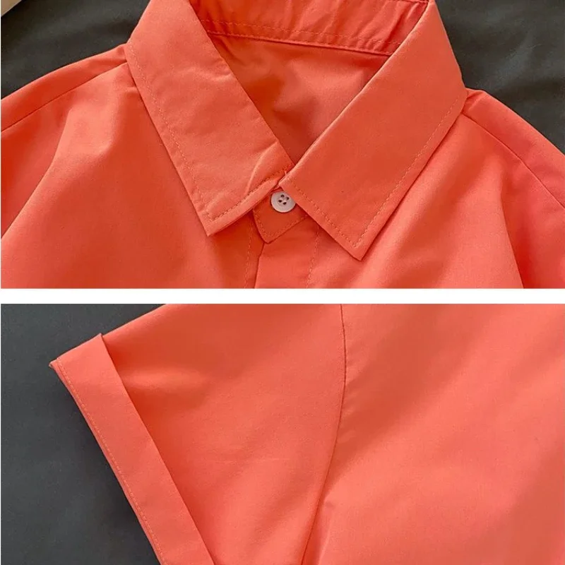 10 Colors Shirts for Women Tops All-match Summer Short Sleeve Trendy Solid Minimalist Casual Kawaii Japanese Retro Basic Chic