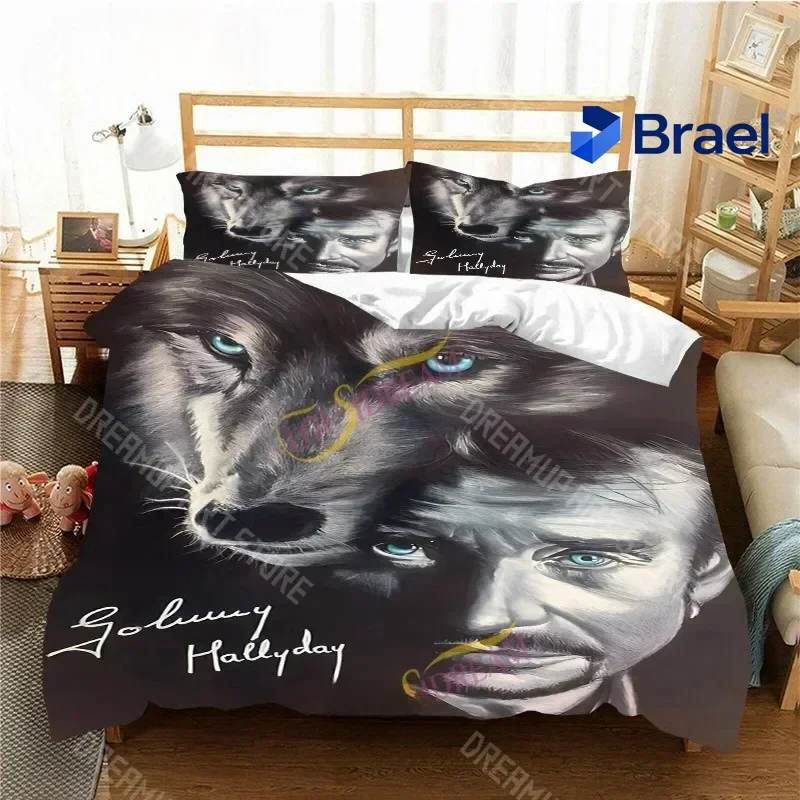Exquisite 3D Print J-Johnny H-Hallyday France Rock Singer Bedding Set Single Twin Full Queen King Size Bed Set Aldult Kid Bedroo