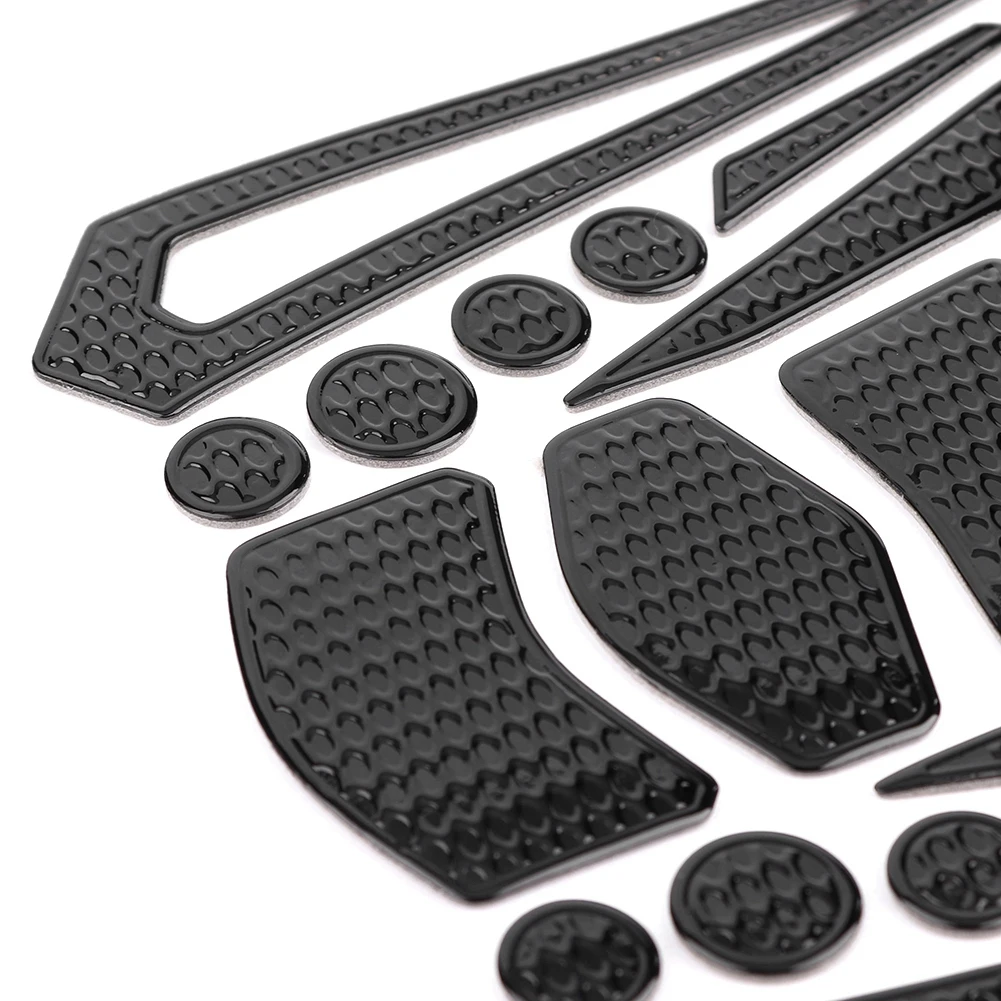 Black Motorcycle Oil Fuel Gas Tank Protective Pad Fishbone Decal Sticker Rubber