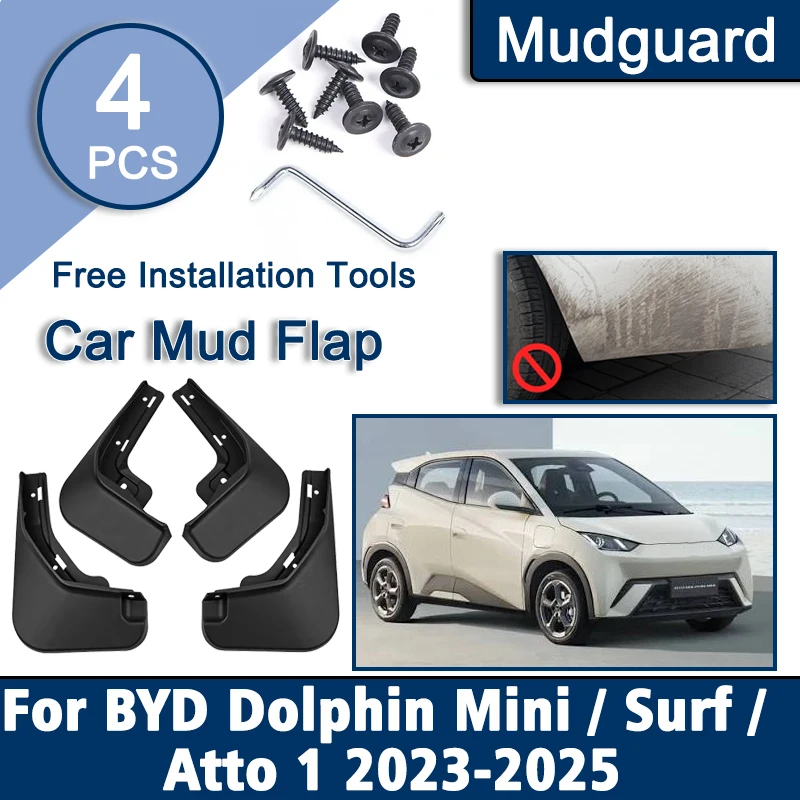 Car Mudguards For BYD Dolphin Mini Surf Accessories Atto 1 Seagull  2025~2023 Auto Mud Flaps Fenders Splash Guards Mudflaps 4PCS