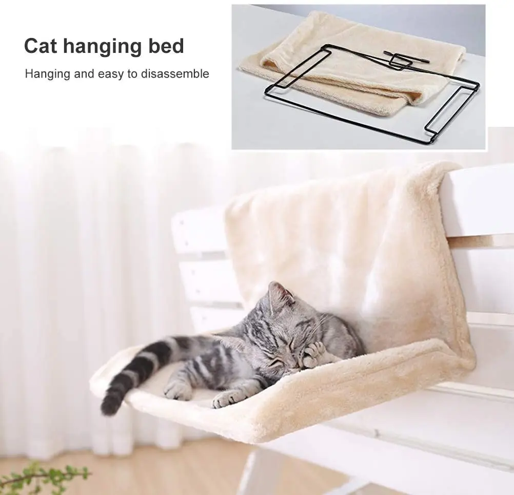 

Removable Hanging Cat Bed Cat Hammock Pet Beds for Radiator Bench Kitten Nest With Strong Durable Metal Frame Cat Accessories