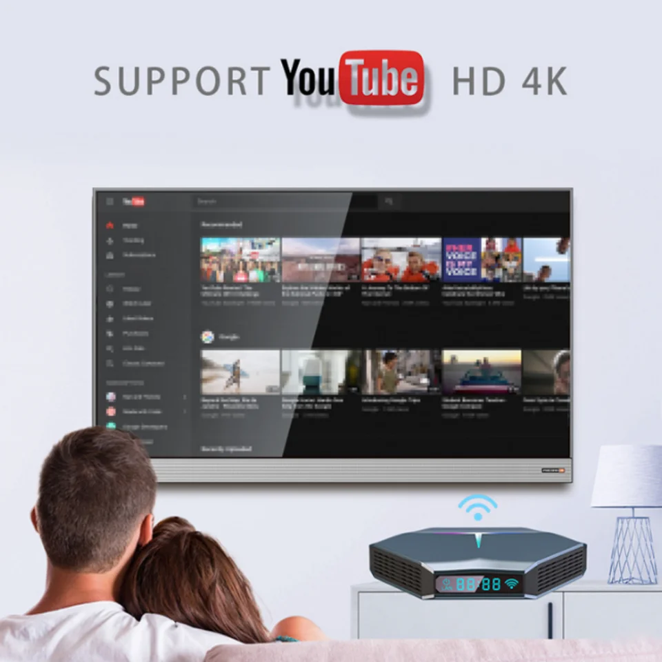TV Box 8K Android 11 WiFi Doble Banda 5G Luz RGB Reproductor 4K Bluetooth para películas, series y juegos 5