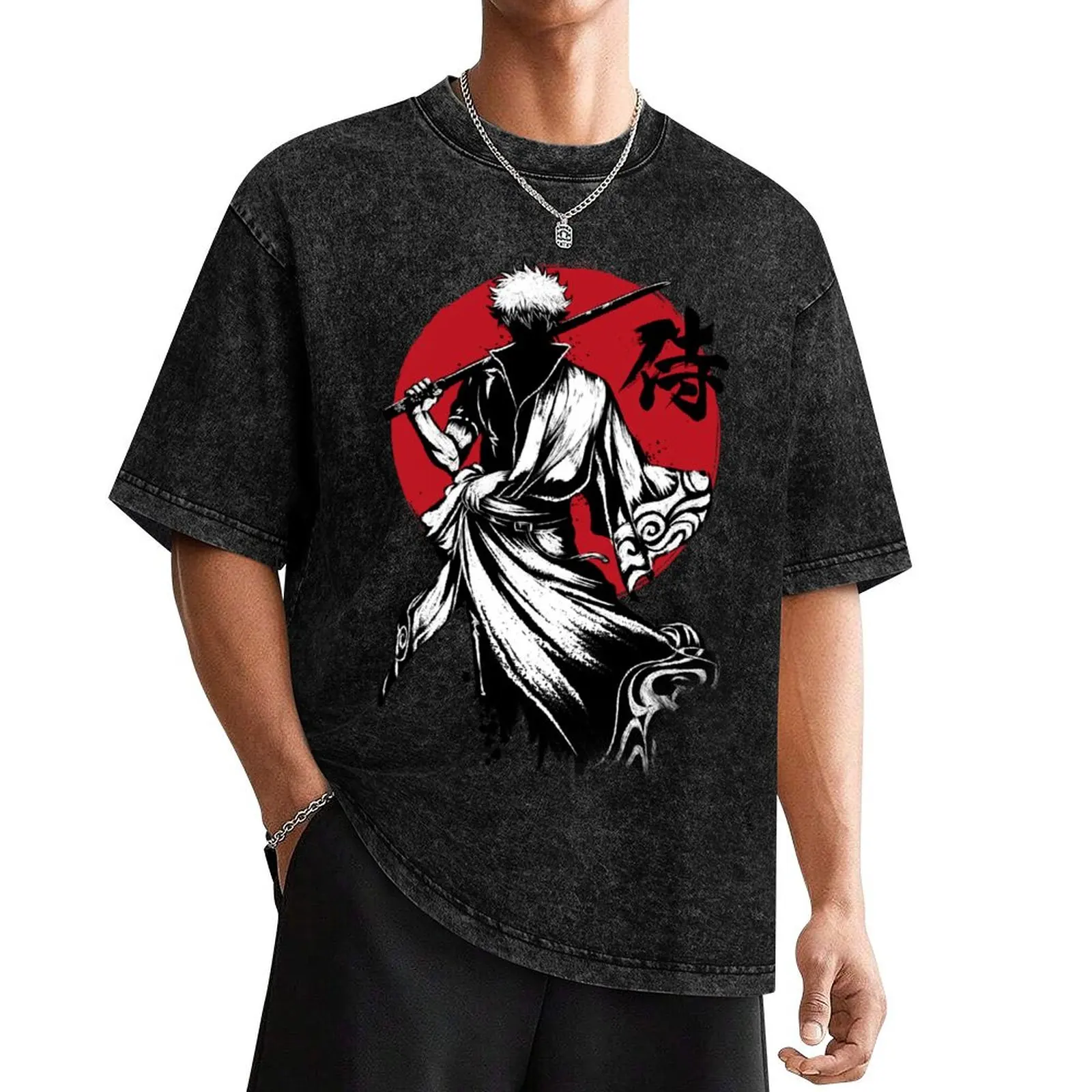 gintoki sumi-e T-Shirt anime sports fans Short sleeve tee mens designer t shirt