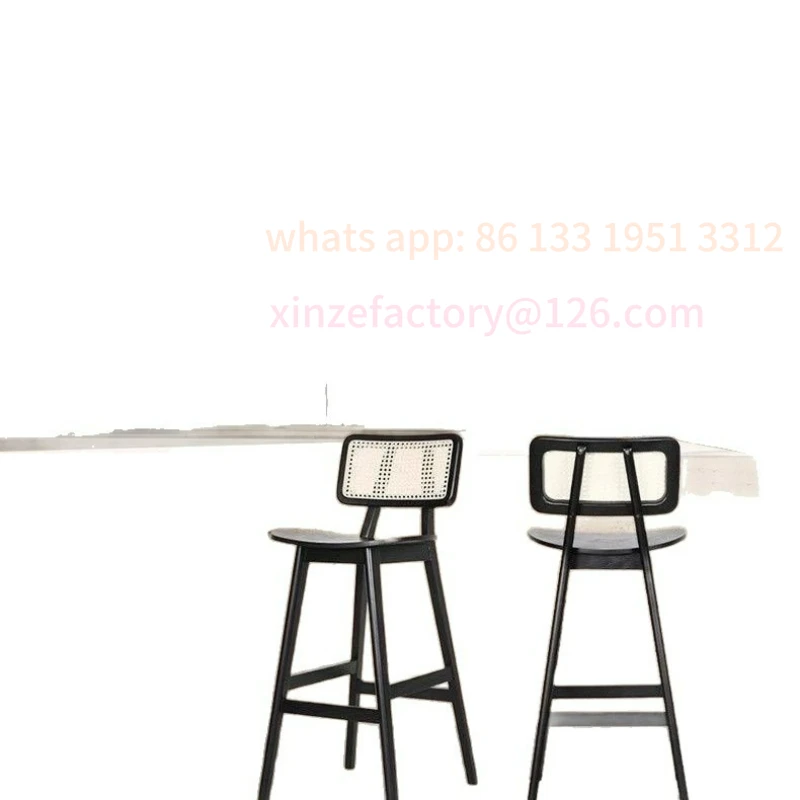 Customizable Solid Wood Bar Chair Home Light Luxury Nordic High Back Chair