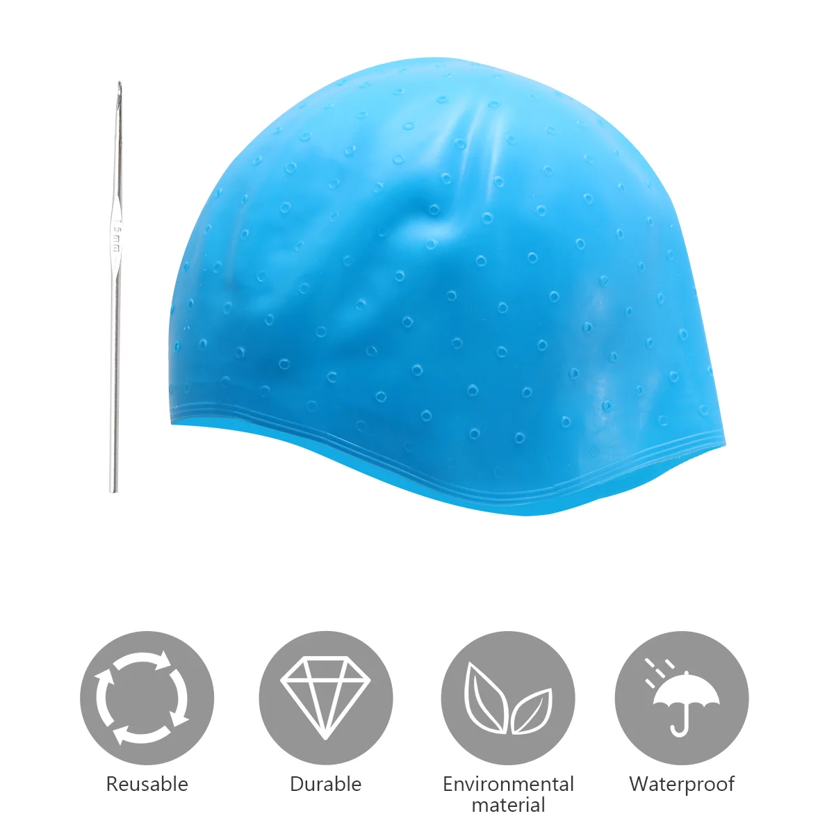 

Blue Silicone Hair Highlights with Needle Hair Coloring Hair Dyeing Tools for Barber Shop Salon