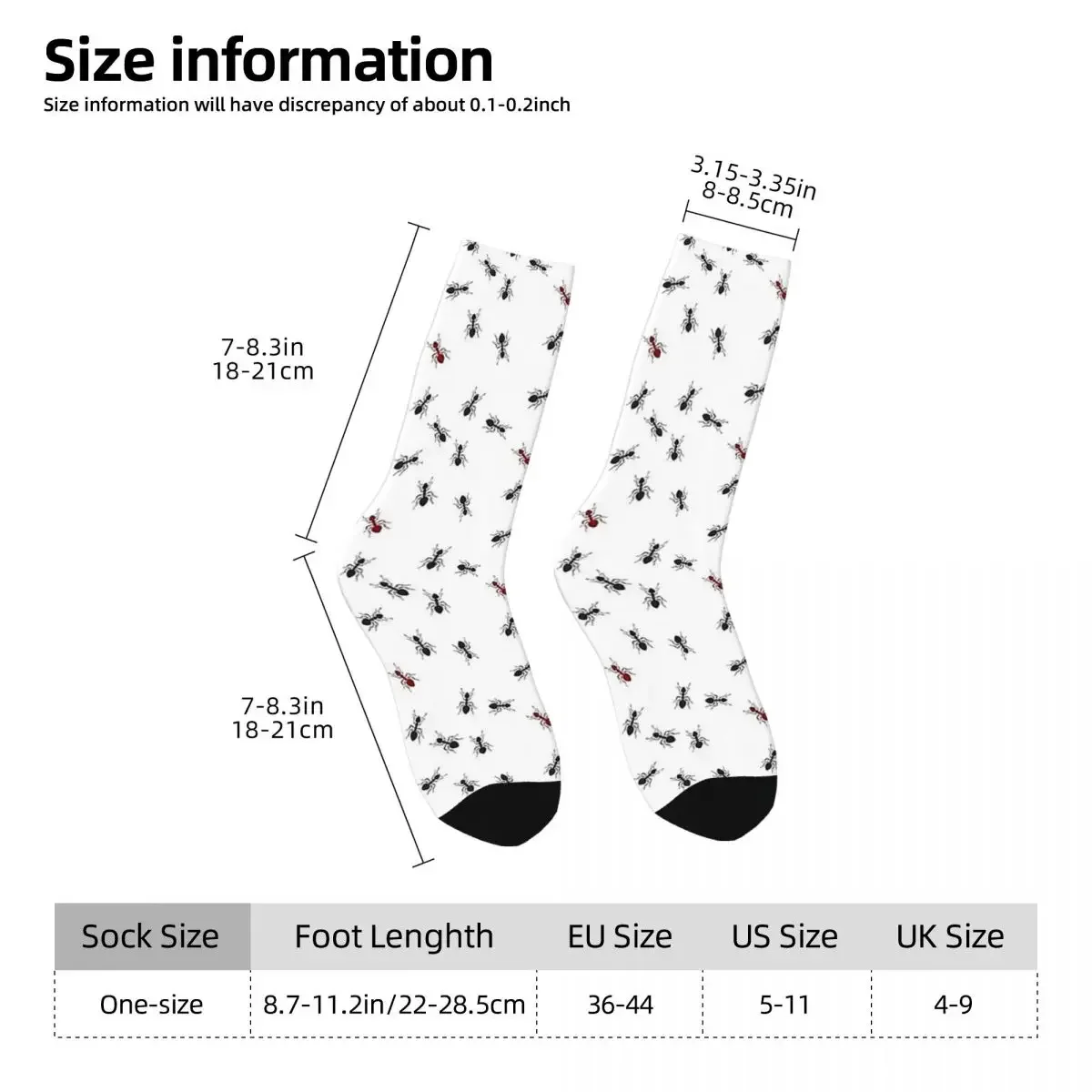 ANTS Socks Harajuku High Quality Stockings All Season Long Socks Accessories for Unisex Christmas Gifts